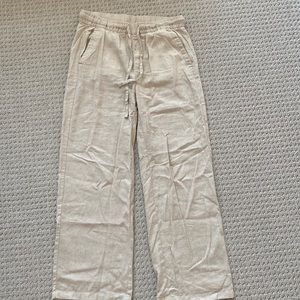 Old Navy Cream Linen Wide Leg Pants